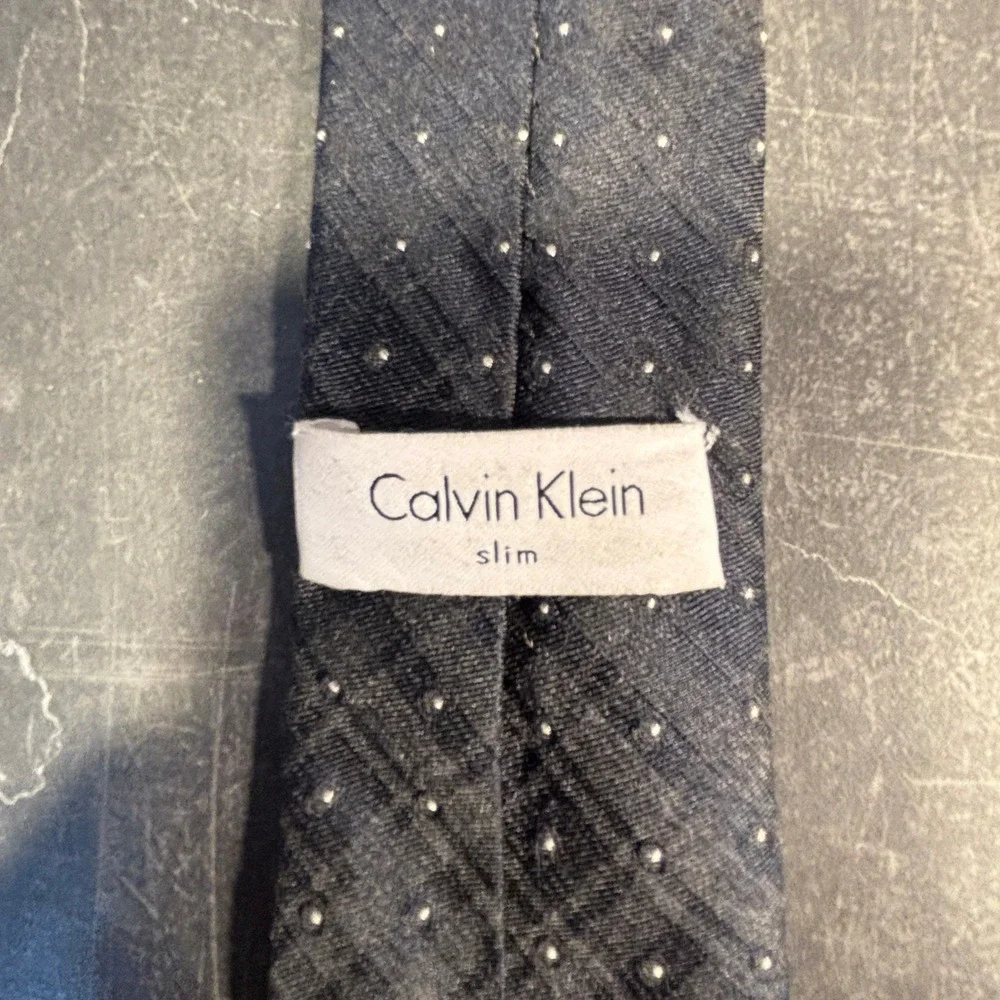 Mens Tie | Calvin Klein‎ | Slim Blue Textured Micro Dot Silk Blend